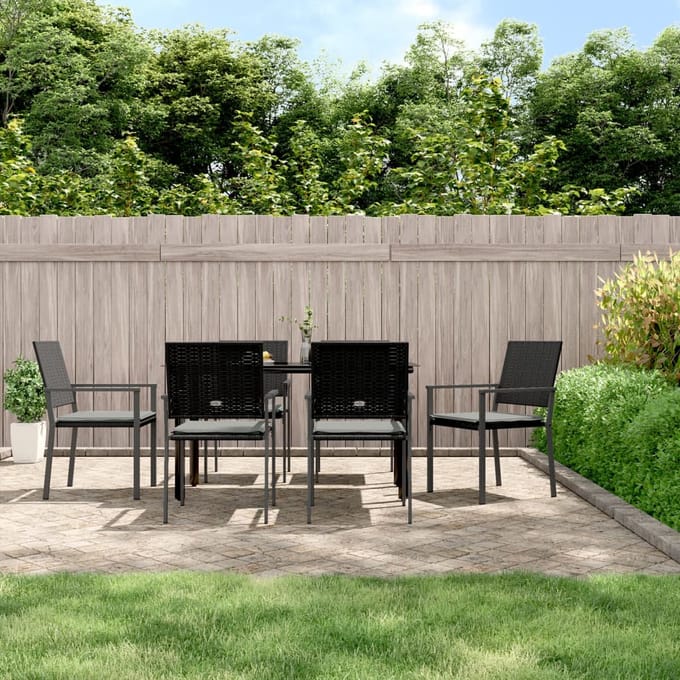 vidaXL - 7-delige - Tuinset - met - kussens - poly - rattan - en - staal