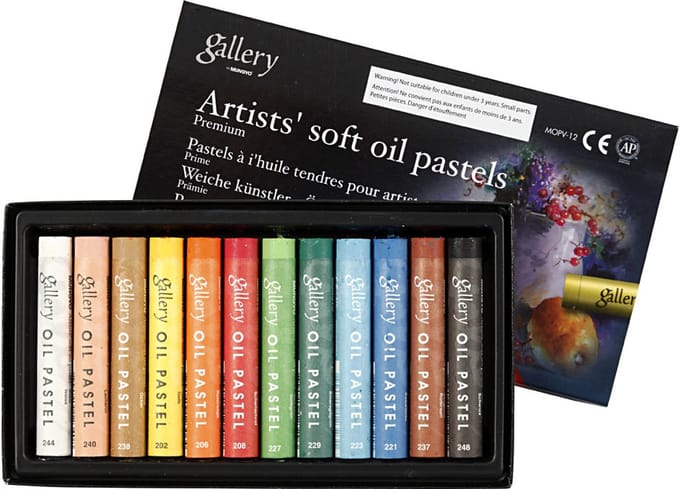 Gallery Oliepastel Premium, dikte 10 mm, l: 7 cm, diverse kleuren, 12stuks