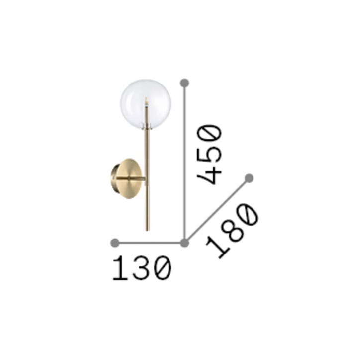 IDEAL LUX wandlamp Equinoxe, chroom/transparant, hoogte 45 cm