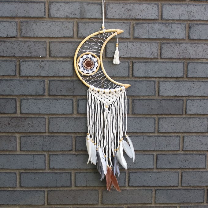 Macramé Dromenvanger - Bescherming - Maan - 21x1x21x68cm