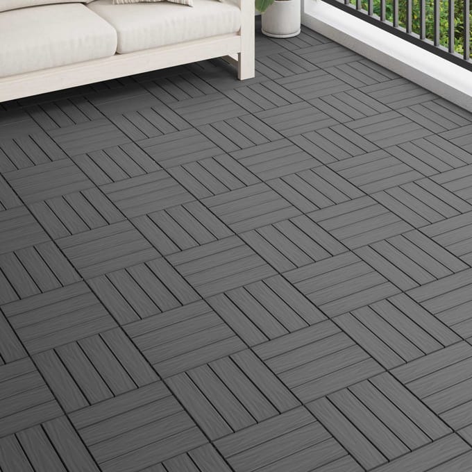 vidaXL - Terras - Tegel - 3D-Design - 11 - st - Zwart - 30 - x - 30 - cm - WPC