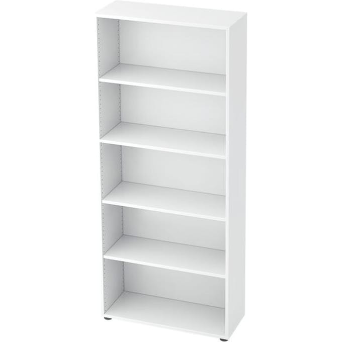 TARA boekenkast, 5 OH, stapelbaar, B. 800 x D 330 x H 1880 mm, wit