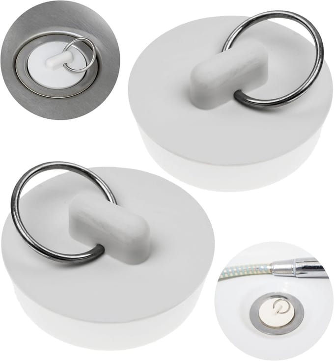 Universele Rubber Dop voor Afvoerputje, 2 Stuks, Wit