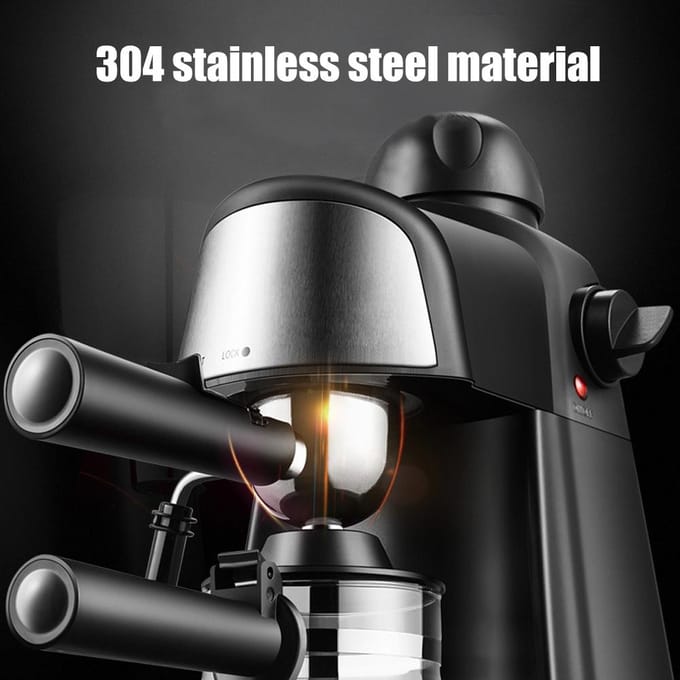 Espressomachine 5 bar 2-4 kopjes 240 ml capaciteit 800 W espressomachine met stoommelkopschuimer EU Plug zwart
