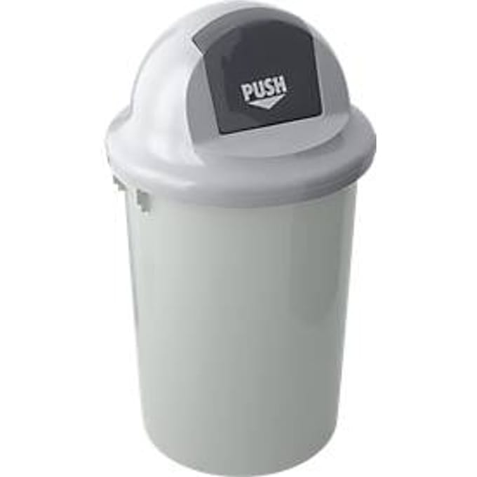 Push afvalemmer met deksel en inworpklep, 47 l, grijs