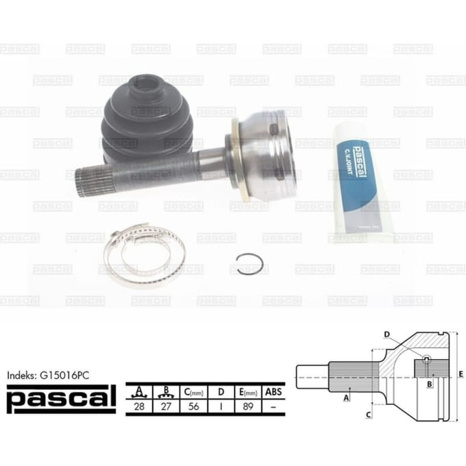 Homokineet reparatie set, aandrijfas PASCAL G15016PC