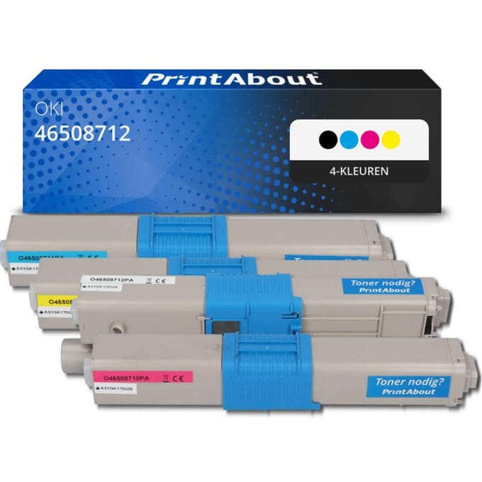 PrintAbout huismerk Toner 46508712 4-kleuren Multipack Geschikt voor OKI