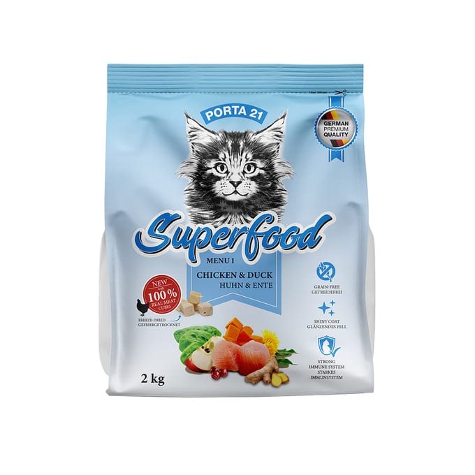Porta 21 Superfood Menu 1 met Kip & Eend Kattenvoer - Dubbelpak 2 x 2 kg