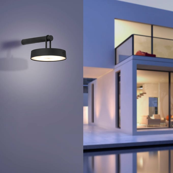 JUST LIGHT. GmbH JUST LIGHT. LED wandlamp Arma, zwart kunststof IP44