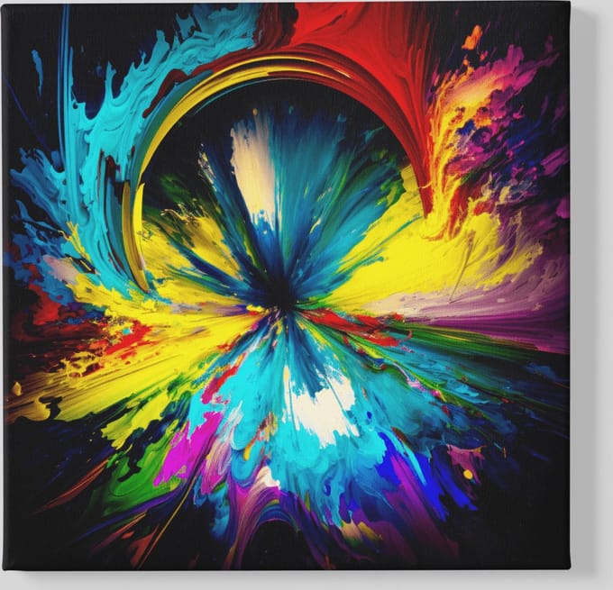 Canvas Schilderijen - Kleurrijke Abstract - Vierkant - 100x100x2 cm