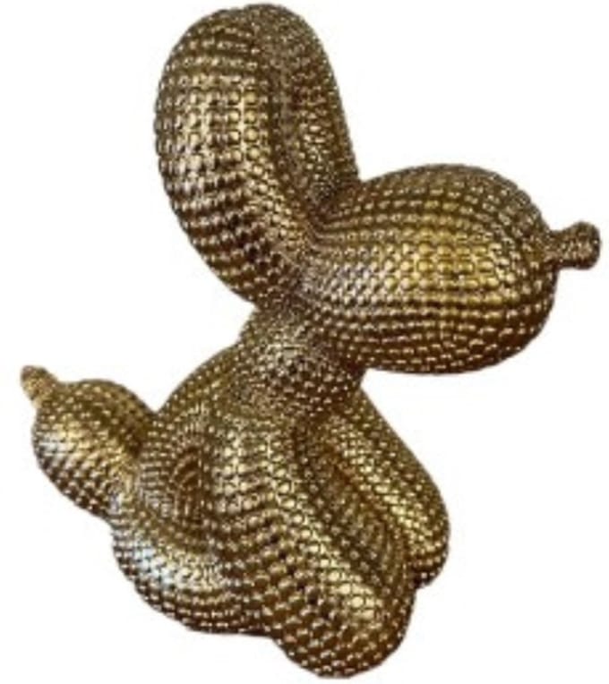 Ballonhond 12 cm zittend goud