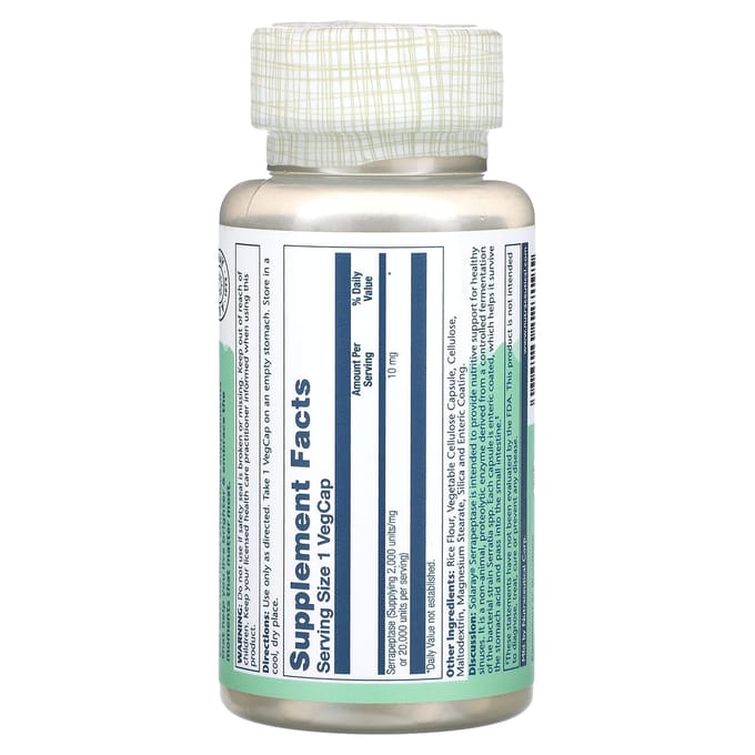 Serrapeptase, 10 mg, 90 vegetarische capsules
