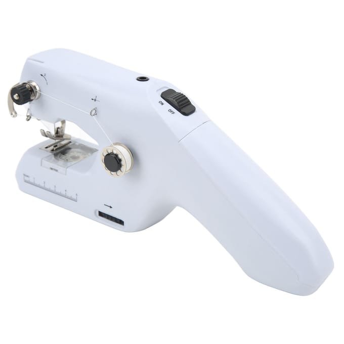 Handnaaimachine Draagbare Elektrische Dubbeldraads Naaimachine met Ergonomische Handgreep Naaien US PLUG white