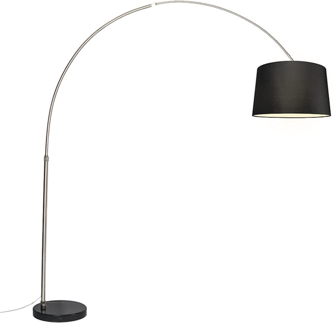 QAZQA XXL - Booglamp - staal kap 50cm schuin zwart