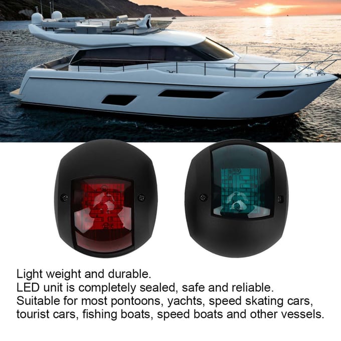 Paar Signaallamp Bolvormig Rood Groen LED Waterdicht Boot Navigatielicht DC12V24V 3WZwart zwart