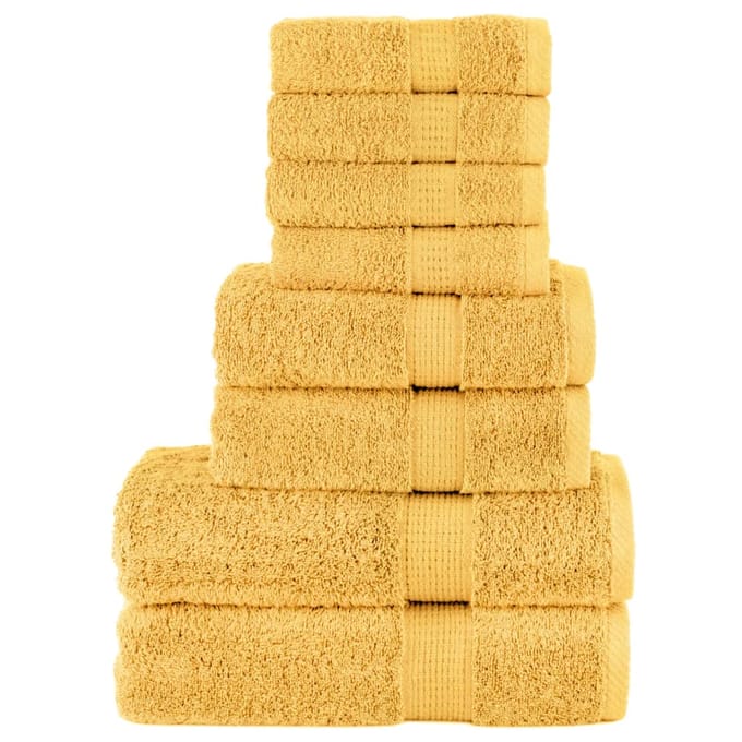 vidaXL - 8-delige - Handdoekenset - SOLUND - 600 - g/m² - goudkleurig