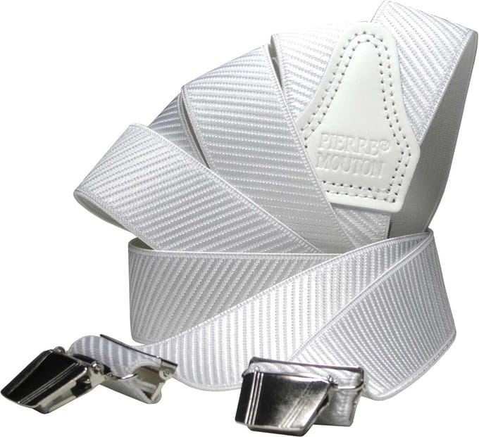 Pierre Mouton Monaco Bretel - Bretels - Volwassenen - Heren - Wit - 120cm - 3 brede clips - M - L