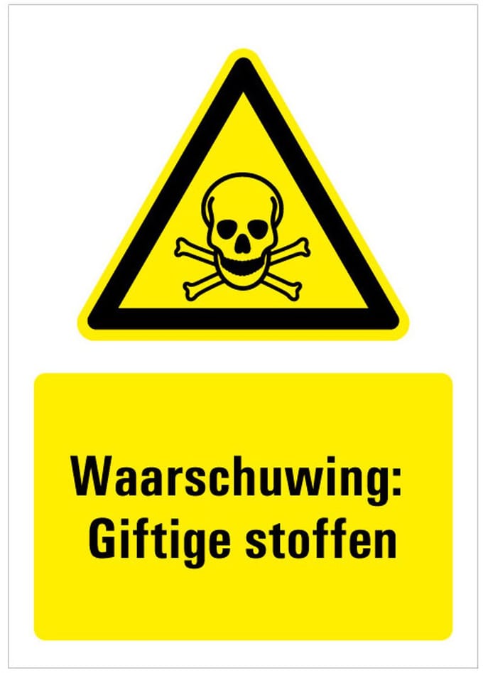 Waarschuwing voor giftige stoffen bord met tekst 148 x 210 mm