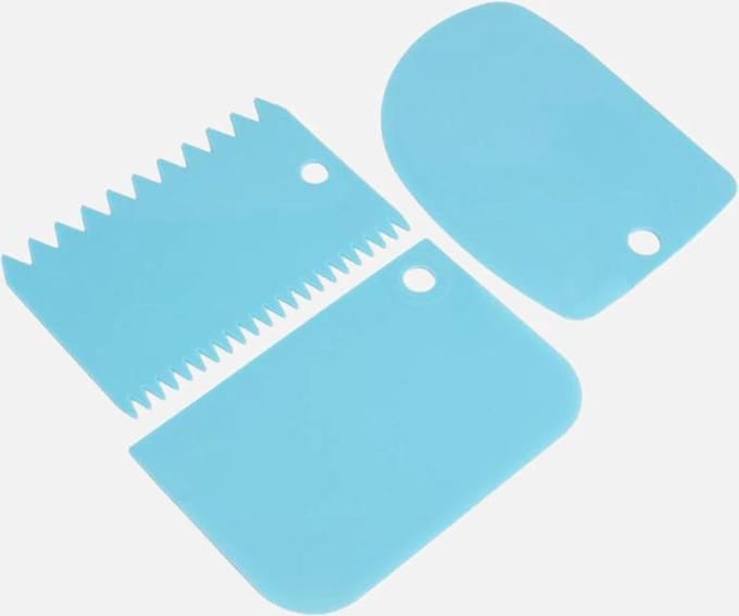 Deegschraper - Keukenschraper - Deegkrabber - Deegsnijder - Cake & Taart Schraper - Deegsteker - Deegschapers - Blauw - 3 stuks -