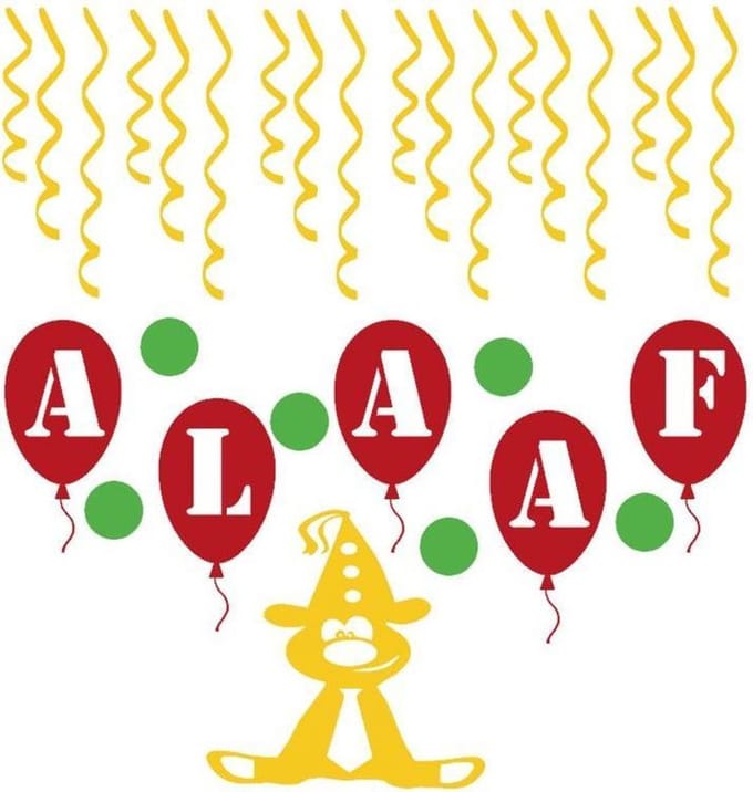 Herbruikbare 30 delige stickerset Feestbeest ballon alaaf & serpentine | Rosami