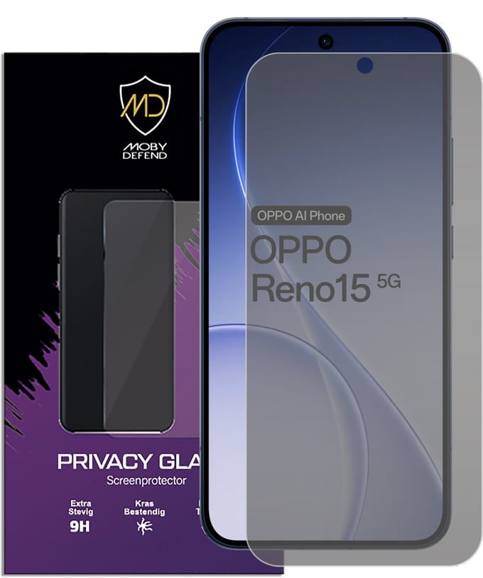 MobyDefend Screenprotector - Geschikt voor Oppo Reno15 - Matte Privacy Glass Screensaver