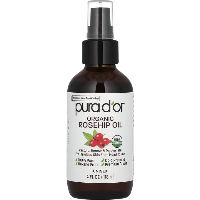 Pura D'Or, Organic Rosehip Oil, 118 Ml (4 Fl Oz) black