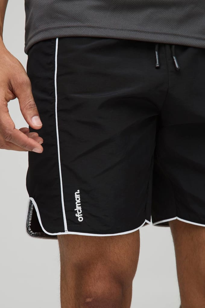 Elastische taille, relaxed gerimpeld nylon met pip-details shorts | Black | Size XS