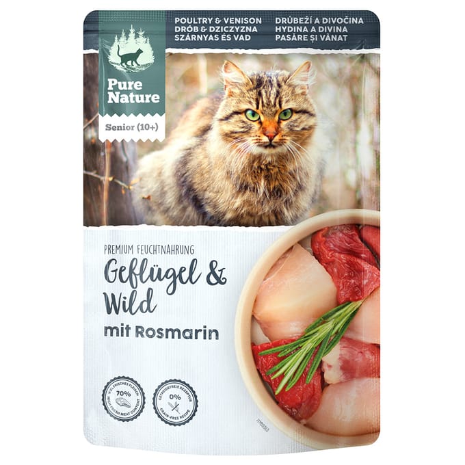 12x 85g Pure Nature Senior Cat Gevogelte & Wild Nat Kattenvoer