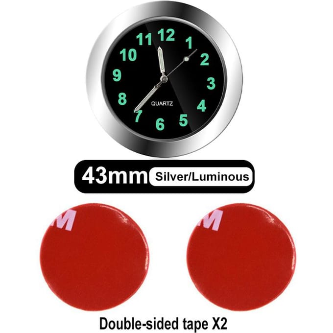 Luxe Auto Dashboard Klok - Premium Mini Quartz Klok voor Auto Interieur, Modern Design Auto Decoratie Accessoires zilver