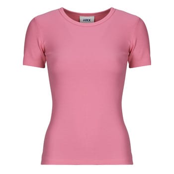 T-shirt met geribbelde ronde hals Model 'FRANKIE'