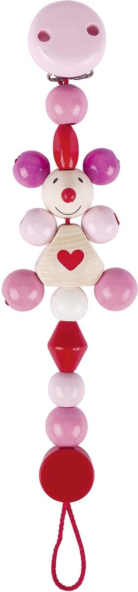 Heimess | Houten speenkoord Muis - Roze