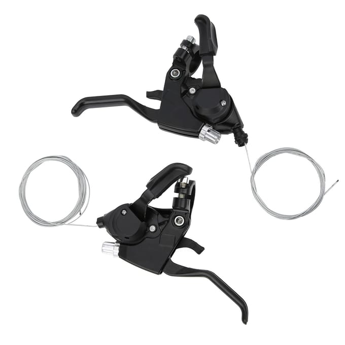 1 Paar 3x7 21 Versnellingen Fiets Rem- en Schakelhendels Combinatieset met Schakelkabel gray