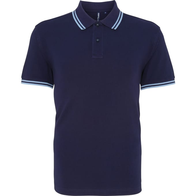 Asquith & Fox Heren Klassiek Fit getipt Poloshirt (Marine / Korenbloem)