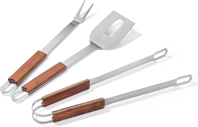 Philippi Design - BBQ Bestekset / Barbecue gereedschapset RVS en Notenhout 3-deling