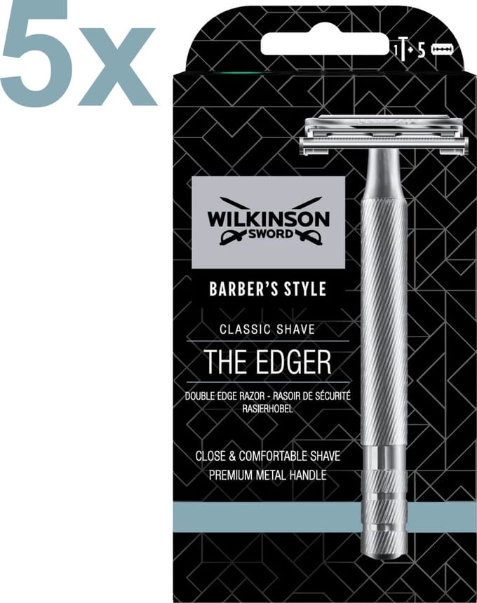 5x Wilkinson Sword - The Edger - Barber's Style - Classic - Scheersysteem + 5 Scheermesjes - Special Edition