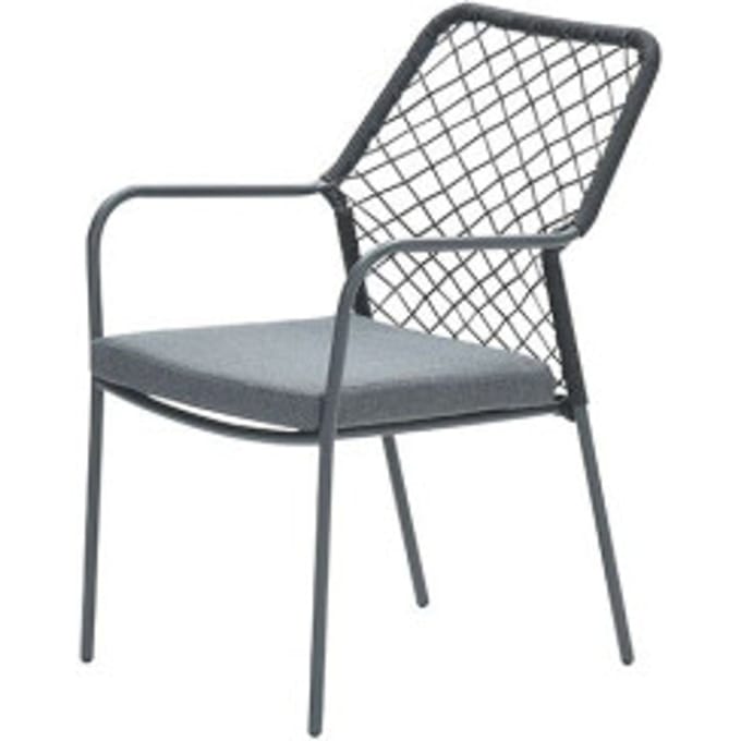 Garden Impressions Dido dining fauteuil carbon black rope zwart mystic grey