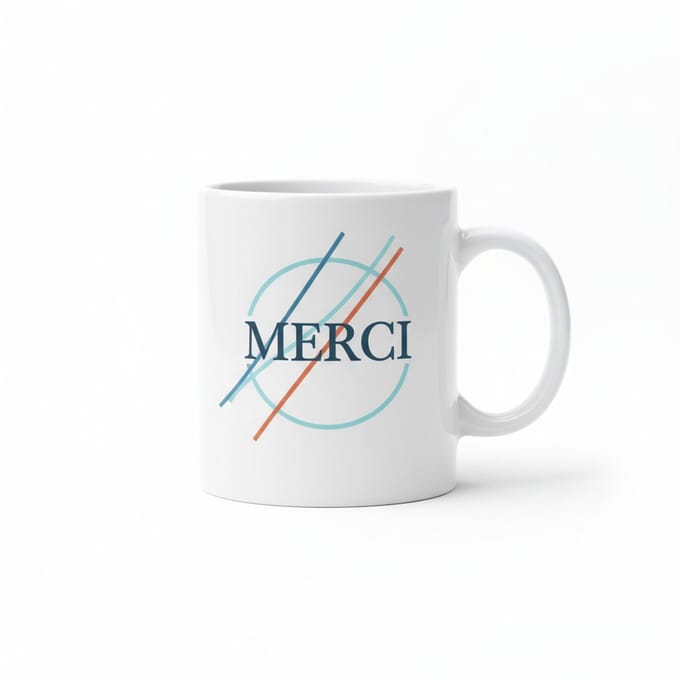 Bedank Mok “Merci” – Modern Minimalistisch Typografie Design – Koffie & Thee Mok – 330 ml