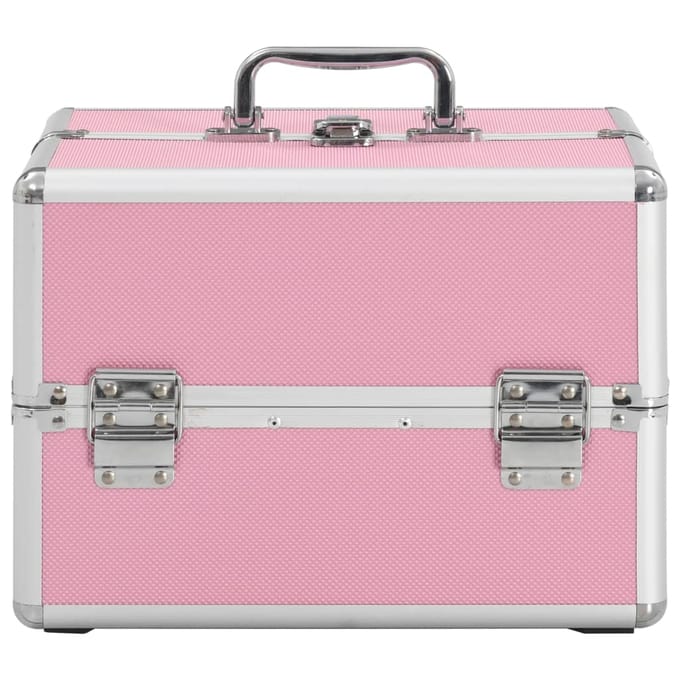 vidaXL - Make-up - koffer - 22x30x21 - cm - aluminium - roze