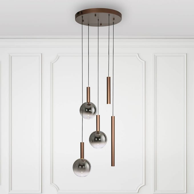 Paul Neuhaus LED hanglamp Bowl, Ø 54 cm, bruin/grijs, dimbaar.