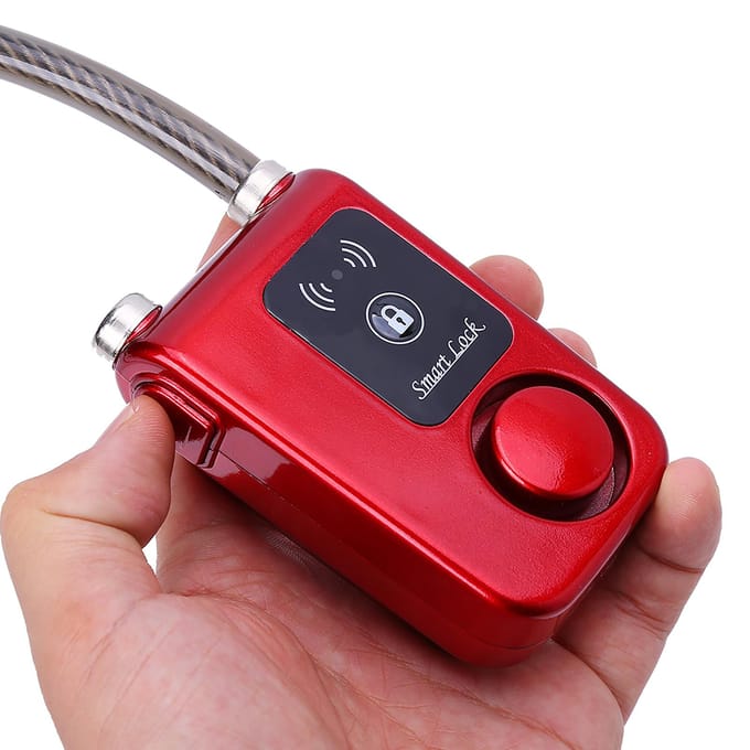 APP-bediening Bluetooth Smart Lock Anti-diefstal Alarm Kettingslot met 105dB Alarm (Rood) rood