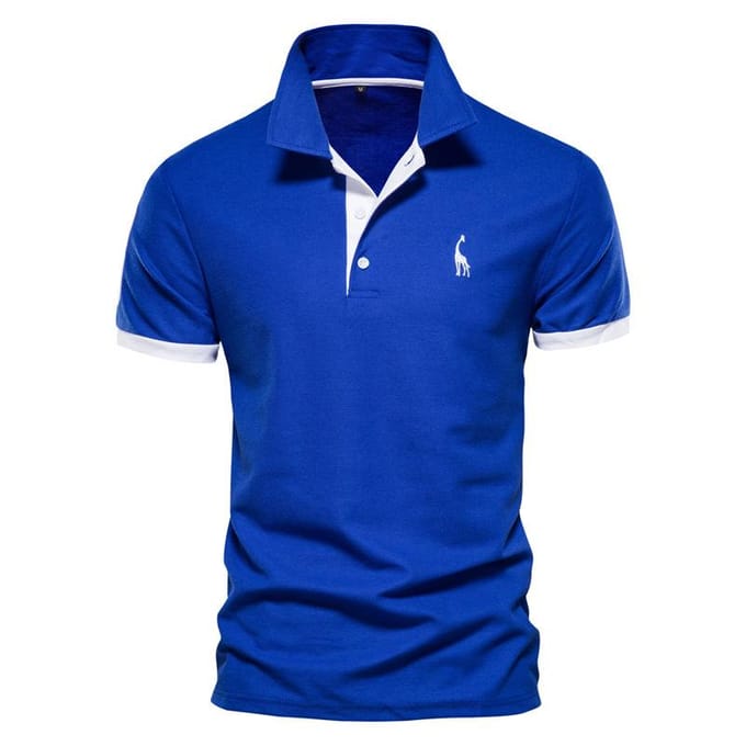 Polo brodé cerf à manches courtes Judy Mesh Lapel pour homme Plenty 4XL blue