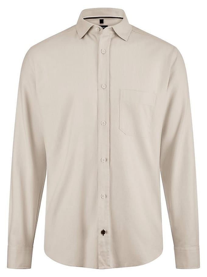 Flanellen overhemd Van Olymp beige