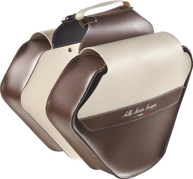 Selle Monte Grappa Fashion - Dubbele Fietstas - Kunstleer - 33 Liter - Donkerbruin / Wit