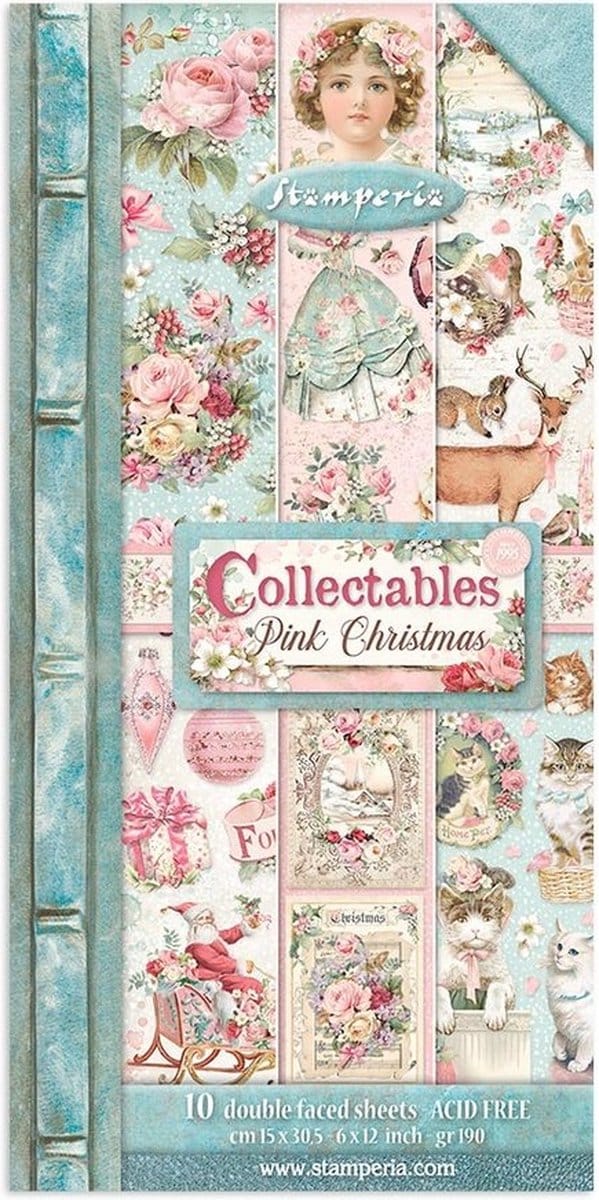Stamperia - Pink Christmas 6x12 Inch Paper Pack (SBBV09)