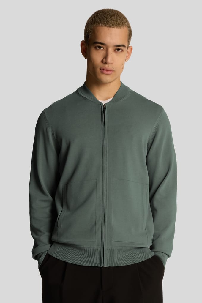 Lyle & Scott Cargo Bomber Collar Cardigan Washed Seaweed Taglia: XL | Bomber Outlet | Uomo
