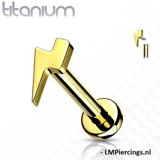 Piercing titanium bliksem intern schroefdraad 1.2x6 - goud - LMPiercings