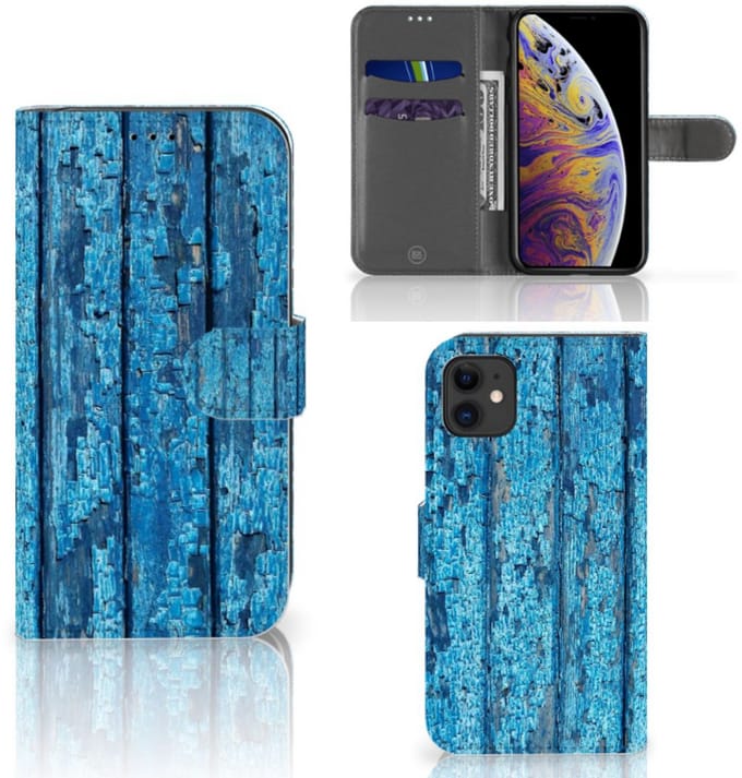 Apple iPhone 11 Book Style Case Wood Blue
