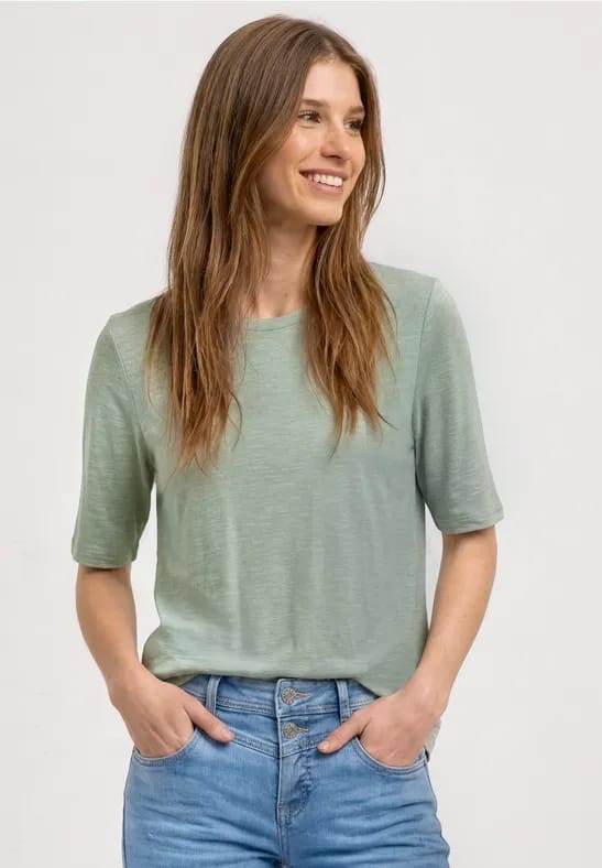 Basic Shirt met ronde hals in Unifarbe