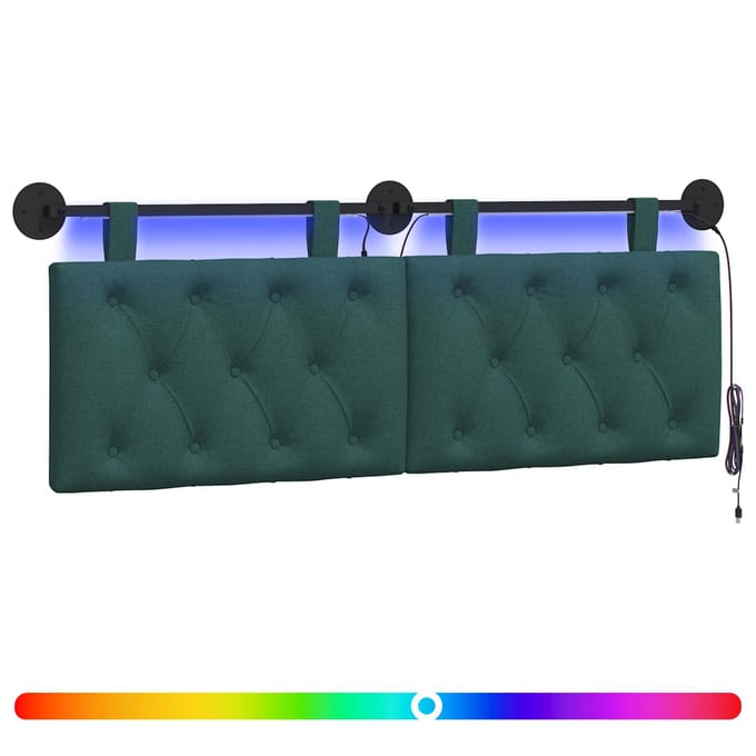 vidaXL - Hangend - hoofdbord - Met - LED-verlichting - Donkergroen - Stof