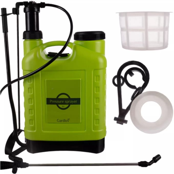 Gardlov rugdrukspuit 16L – handmatige tuinspuit met lange lans en slang